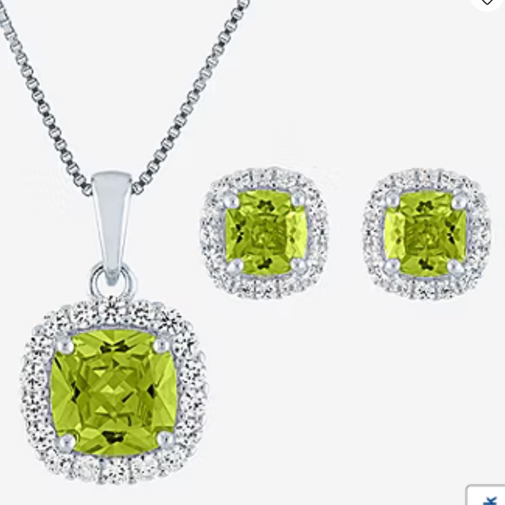 ✨NWT🏷️🕊️💎GEMSTONE💎STERLING SILVER 2-PC JEWELRY SET💚🤍 NEVER WORN